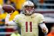 CHESTNUT HILL, MA - SEPTEMBER 29: Chase Rettig #11 of the Boston College Eagles throws a pass against the Clemson Tigers during the game on September 29, 2012 at Alumni Stadium in Chestnut Hill, Massachusetts. (Photo by Jared Wickerham/Getty Images)