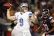Oct 22, 2012; Chicago, IL, USA; Detroit Lions quarterback Matthew Stafford (9) throws a pass against the Chicago Bears during the first quarter at Soldier Field. Mandatory Credit: Jerry Lai-US PRESSWIRE
