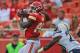 KANSAS CITY, MO - SEPTEMBER 30: Wide receiver Dwayne Bowe #82 of the Kansas City Chiefs catches a 29-yard touchdown pass against defensive back Antoine Cason #20 of the San Diego Chargers during the fourth quarter on September 30, 2012 at Arrowhead Stadium in Kansas City, Missouri. San Diego defeated Kansas City 37-20. (Photo by Peter Aiken/Getty Images)