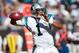 Oct 21, 2012; Charlotte, NC, USA; Carolina Panthers quarterback Cam Newton (1) drops back to pass during the fourth quarter against the Dallas Cowboys at Bank of America Stadium. The Cowboys defeated the Panthers 19-14. Mandatory Credit: Jeremy Brevard-US PRESSWIRE