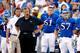 LAWRENCE, KS - SEPTEMBER 01: Head coach Charlie Weis of the Kansas Jayhawks watches from the sidelines during the game against the South Dakota State Jackrabbits at Memorial Stadium on September 1, 2012 in Lawrence, Kansas. (Photo by Jamie Squire/Getty Images)