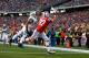 FOXBORO, MA - OCTOBER 21: Rob Gronkowski #87 of the New England Patriots catches a touchdown pass in front of LaRon Landry #30 of the New York Jets during the game on October 21, 2012 at Gillette Stadium in Foxboro, Massachusetts. (Photo by Jared Wickerham/Getty Images)
