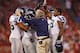 SAN FRANCISCO, CA - OCTOBER 18: Head coach Pete Carroll of the Seattle Seahawks congratulates linebacker Leroy Hill #56 and defensive tackle Brandon Mebane #92 after stopping the San Francisco 49ers on third down in the second quarter on October 18, 2012 at Candlestick Park in San Francisco, California. The 49ers won 13-6. (Photo by Brian Bahr/Getty Images)