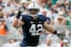 STATE COLLEGE, PA - SEPTEMBER 01: Michael Mauti #42 of the Penn State Nittany Lions celebrates a play against the Ohio Bobcats at Beaver Stadium on September 1, 2012 in State College, Pennsylvania. (Photo by Rob Carr/Getty Images)