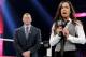 AJ Lee announcing she will step down as General Manager of Monday Night Raw. (Photo credit: WWE.com)