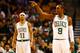 BOSTON, MA - OCTOBER 16: Rajon Rondo #9 of the Boston Celtics gestures to the bench during the preseason game against the Brookyln Nets on October 16, 2012 at TD Garden in Boston, Massachusetts. NOTE TO USER: User expressly acknowledges and agrees that, by downloading and or using this photograph, User is consenting to the terms and conditions of the Getty Images License Agreement. (Photo by Jared Wickerham/Getty Images)