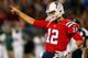 FOXBORO, MA - OCTOBER 21: Tom Brady #12 of the New England Patriots gestures to the sideline in the fourth quarter during a game with New York Jets at Gillette Stadium on October 21, 2012 in Foxboro, Massachusetts. (Photo by Jim Rogash/Getty Images)