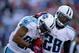 ORCHARD PARK, NY - OCTOBER 21: Chris Johnson #28 and Nate Washington #85 of the Tennessee Titans celebrate Washington's game winning touchdown against the Buffalo Bills at Ralph Wilson Stadium on October 21, 2012 in Orchard Park, New York.Tennessee won 35-34. (Photo by Rick Stewart/Getty Images)