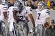 MORGANTOWN, WV - OCTOBER 20: Collin Klein #7 of the Kansas State Wildcats celebrates after rushing for an eight yard touchdown against the West Virginia Mountaineers during the game on October 20, 2012 at Mountaineer Field in Morgantown, West Virginia. (Photo by Justin K. Aller/Getty Images)