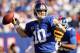 EAST RUTHERFORD, NJ - OCTOBER 21: Quarterback Eli Manning #10 of the New York Giants drops back to pass against the Washington Redskins at MetLife Stadium on October 21, 2012 in East Rutherford, New Jersey. (Photo by Alex Trautwig/Getty Images)