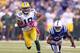 INDIANAPOLIS, IN - OCTOBER 07: Randall Cobb #18 of the Green Bay Packers runs for a touchdown during the NFL game against the Indianapolis Colts at Lucas Oil Stadium on October 7, 2012 in Indianapolis, Indiana. (Photo by Andy Lyons/Getty Images)