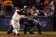 SAN FRANCISCO, CA - OCTOBER 24: Pablo Sandoval #48 of the San Francisco Giants hits a single to center field against Al Alburquerque #62 of the Detroit Tigers in the seventh inning during Game One of the Major League Baseball World Series at AT&T Park on October 24, 2012 in San Francisco, California. (Photo by Jason O. Watson/Getty Images)