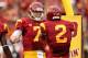 LOS ANGELES, CA - OCTOBER 20: Wide receiver Robert Woods #2 and quarterback Matt Barkely #7 of the USC Trojans celebrate after Woods's second touchdown catch of the second quarter against the Colorado Buffaloes at the Los Angeles Memorial Coliseum on October 20,2012 in Los Angeles, California. It was Woods' 217 career reception to set a USC record. (Photo by Stephen Dunn/Getty Images)