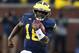 ANN ARBOR, MI - OCTOBER 20: Denard Robinson #16 of the Michigan Wolverines goes for a 44 yard run during the the fourth quarter of the game against the Michigan State Spartans at Michigan Stadium on October 20, 2012 in Ann Arbor, Michigan. The Wolverines defeated the Spartans 12-10. (Photo by Leon Halip/Getty Images)