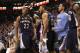 PHOENIX - DECEMBER 08: Rudy Gay #22 of the Memphis Grizzlies reacts with Xavier Henry #13 after Gay hit the game tying three point shot against the Phoenix Suns at the end of regulation in the NBA game at US Airways Center on December 8, 2010 in Phoenix, Arizona. The Grizzlies defeated the Suns 104-98 in overtime. NOTE TO USER: User expressly acknowledges and agrees that, by downloading and or using this photograph, User is consenting to the terms and conditions of the Getty Images License Agreement. (Photo by Christian Petersen/Getty Images)