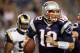 FOXBORO, MA - AUGUST 26: Tom Brady #12 of the New England Patriots scrambles in the first half against the St. Louis Rams on August 26, 2010 at Gillette Stadium in Foxboro, Massachusetts. (Photo by Elsa/Getty Images)