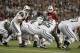 Oct 21, 2012; Foxboro, Massachusetts, USA; New York Jets quarterback Mark Sanchez (6) makes a call at the line of scrimmage during the fourth quarter against the New England Patriots at Gillette Stadium. The New England Patriots won 29-26. Mandatory Credit: Greg M. Cooper-US PRESSWIRE