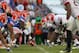 October 29, 2011; Jacksonville FL, USA; Florida Gators offensive line and Georgia Bulldogs defensive line on the line of scrimmage during the second half at EverBank Field. Georgia Bulldogs defeated the Florida Gators 24-20. Mandatory Credit: Kim Klement-US PRESSWIRE
