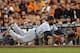 SAN FRANCISCO, CA - OCTOBER 25: Prince Fielder #28 of the Detroit Tigers dives in a failed attempt to catch a foul ball against the San Francisco Giants during Game Two of the Major League Baseball World Series at AT&T Park on October 25, 2012 in San Francisco, California. (Photo by Christian Petersen/Getty Images)