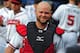 ATLANTA, GA - JULY 30: Brian McCann #16 of the Atlanta Braves gets set to take the field before the game against the Miami Marlins at Turner Field on July 30, 2012 in Atlanta, Georgia. (Photo by Scott Cunningham/Getty Images)
