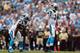 CHARLOTTE, NC - SEPTEMBER 16: Cam Newton #1 of the Carolina Panthers and teammate Jonathan Stewart #28 during their game at Bank of America Stadium on September 16, 2012 in Charlotte, North Carolina. (Photo by Streeter Lecka/Getty Images)