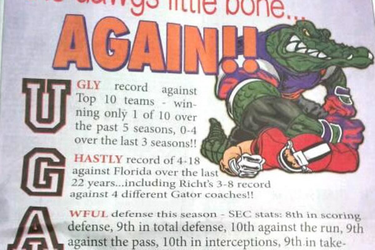 Georgia vs. Florida: Gator Ad in Bulldog Paper Fuels the Fire in