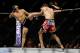 Apr 21, 2012; Atlanta, GA, USA; Matt Brown (right) fights Stephen Thompson in a welterweight bout during UFC 145 at Philips Arena. Matt Brown won by unanimous decision. Mandatory Credit: Paul Abell-US PRESSWIRE