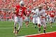 COLUMBUS, OH - OCTOBER 20: Braxton Miller #5 of the Ohio State Buckeyes runs past Landon Feichter #44 of the Purdue Boilermakers during the first quarter on October 20, 2012 at Ohio Stadium in Columbus, Ohio. (Photo by Kirk Irwin/Getty Images)