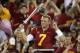LOS ANGELES, CA - OCTOBER 20: Quarterback Matt Barkley #7 of the USC Trojans holds the sword and conducts the band after the game against the Colorado Buffaloes at the Los Angeles Memorial Coliseum on October 20,2012 in Los Angeles, California. USC won 50-6. (Photo by Stephen Dunn/Getty Images)