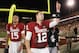TEMPE, AZ - DECEMBER 30: Quarterback Landry Jones #12 of the Oklahoma Sooners celebrates as he walks off the field after defeating the Iowa Hawkeyes in the Insight Bowl at Sun Devil Stadium on December 30, 2011 in Tempe, Arizona. The Sooners defeated the Hawkeyes 31-14. (Photo by Christian Petersen/Getty Images)