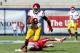 Oct. 27, 2012; Tucson, AZ, USA; Arizona Wildcats cornerback Derrick Rainey (17) misses a tackle on USC Trojans wide receiver Marqise Lee (9) as he scores a 49 yard touchdown during the first half at Arizona Stadium. Mandatory Credit: Matt Kartozian-US PRESSWIRE