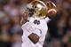 NORMAN, OK - OCTOBER 27: Everett Golson #5 of the Notre Dame Fighting Irish throws against the Oklahoma Sooners at Gaylord Family Oklahoma Memorial Stadium on October 27, 2012 in Norman, Oklahoma. (Photo by Ronald Martinez/Getty Images)