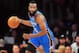 May 18, 2012; Los Angeles, CA, USA; Oklahoma City Thunder guard James Harden (13) moves the ball up court against the Los Angeles Lakers during the first half of game three of the Western Conference semifinals of the 2012 NBA Playoffs at Staples Center. Mandatory Credit: Gary A. Vasquez-US PRESSWIRE