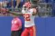 INDIANAPOLIS, IN - OCTOBER 9: Dwayne Bowe #82, of the Kansas City Chiefs celebrates his touchdown run against the Indianapolis Colts during the first half of play at Lucas Oil Field on October 9, 2011 in Indianapolis, Indiana. (Photo by John Sommers II/Getty Images)