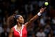 ISTANBUL, TURKEY - OCTOBER 27: Serena Williams of the United States serves to Agnieszka Radwanska of Poland in the first set during the semifinals of the TEB BNP Paribas WTA Championships at the Sinan Erdem Dome October 27, 2012 in Istanbul, Turkey. (Photo by Matthew Stockman/Getty Images)