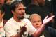LAS VEGAS, NV - JUNE 09: Manny Pacquiao salutes the crowd after his fight against Timothy Bradley at MGM Grand Garden Arena on June 9, 2012 in Las Vegas, Nevada. (Photo by Jeff Bottari/Getty Images)