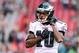 Sept. 23, 2012; Glendale, AZ, USA; Philadelphia Eagles wide receiver DeSean Jackson (10) during the game against the Arizona Cardinals at University of Phoenix Stadium. The Cardinals defeated the Eagles 27 - 6. Mandatory Credit: Jennifer Stewart-US PRESSWIRE