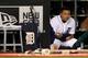 DETROIT, MI - OCTOBER 27: Miguel Cabrera #24 of the Detroit Tigers looks on from the dugout against the San Francisco Giants in the ninth inning during Game Three of the Major League Baseball World Series at Comerica Park on October 27, 2012 in Detroit, Michigan. (Photo by Ezra Shaw/Getty Images)