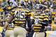 PITTSBURGH, PA - OCTOBER 28: Leonard Pope #45 and Ben Roethlisberger #7 of the Pittsburgh Steelers celebrate after a one yard touchdown pass in the first quarter during the game on October 28, 2012 at Heinz Field in Pittsburgh, Pennsylvania. (Photo by Justin K. Aller/Getty Images)