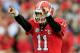 JACKSONVILLE, FL - OCTOBER 27: Aaron Murray #11 of the Georgia Bulldogs points during the game against the Florida Gators at EverBank Field on October 27, 2012 in Jacksonville, Florida. (Photo by Sam Greenwood/Getty Images)