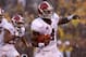 COLUMBIA, MO - OCTOBER 13: Running back T.J. Yeldon #4 of the Alabama Crimson Tide carries the ball upfield during the game against the Missouri Tigers at Faurot Field/Memorial Stadium on October 13, 2012 in Columbia, Missouri. (Photo by Jamie Squire/Getty Images)