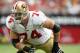 GLENDALE, AZ - SEPTEMBER 13: Offensive taackle Joe Staley #74 of the San Francisco 49ers during the NFL game against the Arizona Cardinals at the Universtity of Phoenix Stadium on September 13, 2009 in Glendale, Arizona. The 49ers defeated the Cardinals 20-16. (Photo by Christian Petersen/Getty Images)