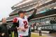 PHILADELPHIA, PA - OCTOBER 28: Quarterback Matt Ryan #2 of the Atlanta Falcons celebrates while walking off the field following the Falcons 30-17 win over the Philadelphia Eagles at Lincoln Financial Field on October 28, 2012 in Philadelphia, Pennsylvania. (Photo by Rob Carr/Getty Images)