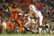 MIAMI - NOVEMBER 20: Stephen Morris #17 of the Miami Hurricanes is sacked by Eddie Whitley #15 of the Virginia Tech Hokies at Sun Life Stadium on November 20, 2010 in Miami, Florida. (Photo by Mike Ehrmann/Getty Images)
