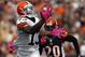 CLEVELAND, OH - OCTOBER 14: Wide receiver Josh Gordon #13 of the Cleveland Browns catches a touchdown pass in front of safety Reggie Nelson of the Cincinnati Bengals at Cleveland Browns Stadium on October 14, 2012 in Cleveland, Ohio. (Photo by Matt Sullivan/Getty Images)