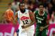 LONDON, ENGLAND - AUGUST 02: James Harden #12 of United States looks to pass during the Men's Basketball Preliminary Round match against Nigeria on Day 6 of the London 2012 Olympic Games at Basketball Arena on August 2, 2012 in London, England. (Photo by Mike Hewitt/Getty Images)