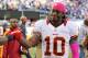 Oct 21, 2012; East Rutherford, NJ, USA; Washington Redskins quarterback Robert Griffin III (10) after game against the New York Giants at MetLife Stadium. New York Giants defeat the Washington Redskins 27-23. Mandatory Credit: Jim O'Connor-US PRESSWIRE