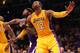 LOS ANGELES, CA - OCTOBER 21: Dwight Howard #12 of the Los Angeles Lakers fights for rebounding postition against DeMarcus Cousins #15 of the Sacramento Kings at Staples Center on October 21, 2012 in Los Angeles, California. The Kings won 99-92. NOTE TO USER: User expressly acknowledges and agrees that, by downloading and or using this photograph, User is consenting to the terms and conditions of the Getty Images License Agreement. (Photo by Stephen Dunn/Getty Images)