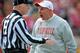 LINCOLN, NE - OCTOBER 29: Nebraska Cornhusker head coach Bo Pelini reacts to a penalty during their game against the Michigan State Spartans at Memorial Stadium October 29, 2011 in Lincoln, Nebraska. Nebraska defeated Michigan State 24-3. (Photo by Eric Francis/Getty Images)