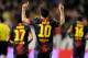 MADRID, SPAIN - OCTOBER 27: Lionel Messi of Barcelona celebrates after scoreing his side's 5th goal during the La Liga match between Rayo Vallecano and Barcelona at Estadio Teresa Rivero on October 27, 2012 in Madrid, Spain. (Photo by Denis Doyle/Getty Images)